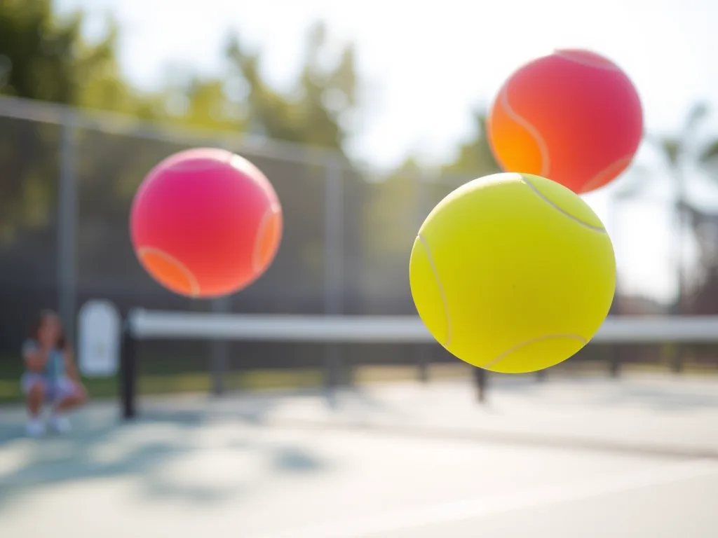 Các quả bóng pickleball đang di chuyển theo đường bay mới trên sân ngoài trời, minh họa cho các thay đổi luật chơi pickleball quan trọng. Các quả bóng pickleball đang di chuyển theo đường bay mới trên sân ngoài trời, minh họa cho các thay đổi luật chơi pickleball quan trọng.