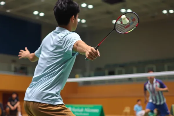 Cầu thủ thực hiện cú cắt bóng (slice) khiến đối thủ phải khom lưng chống đỡ trên sân đấu.