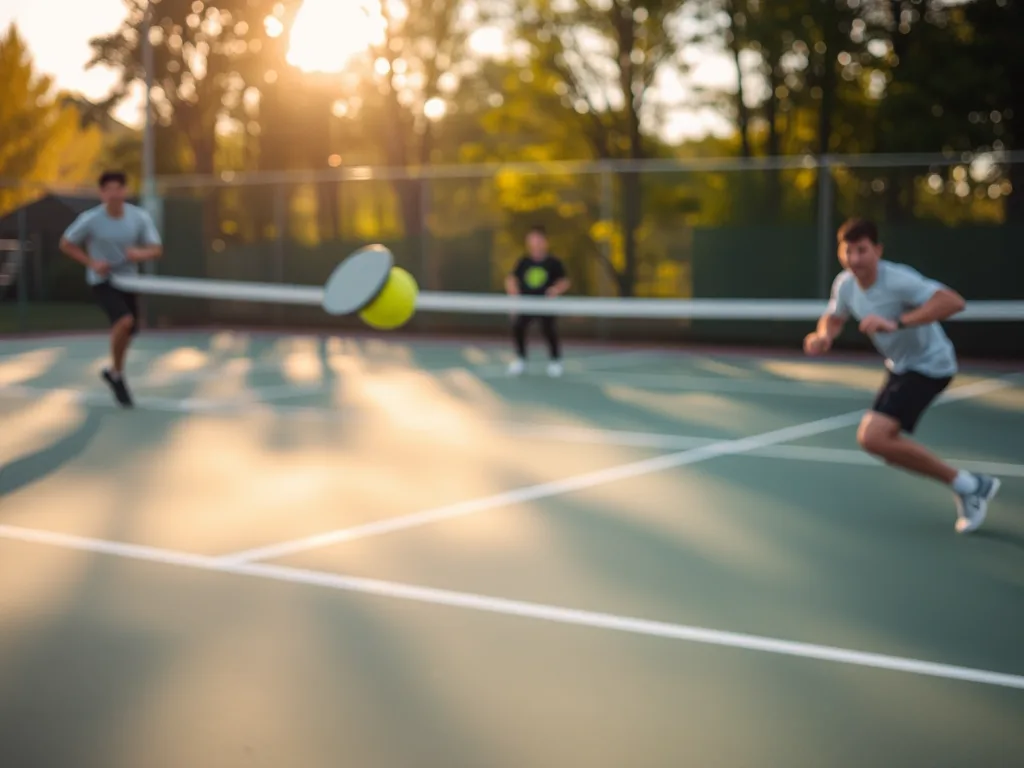 Cú giao bóng sâu trong pickleball, quả bóng bay xa về phía vạch biên, đối thủ phải chạy về sau để cứu, thể hiện rõ chiến thuật ép đối thủ "chào thua" ngay từ đầu.