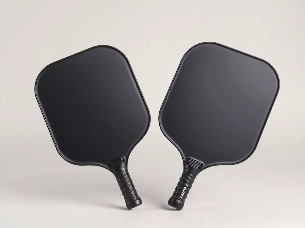 Hai chiếc vợt pickleball có hình dáng khác nhau, một dạng oval dài và một dạng hình chữ nhật rộng, đặt cạnh nhau để so sánh.
