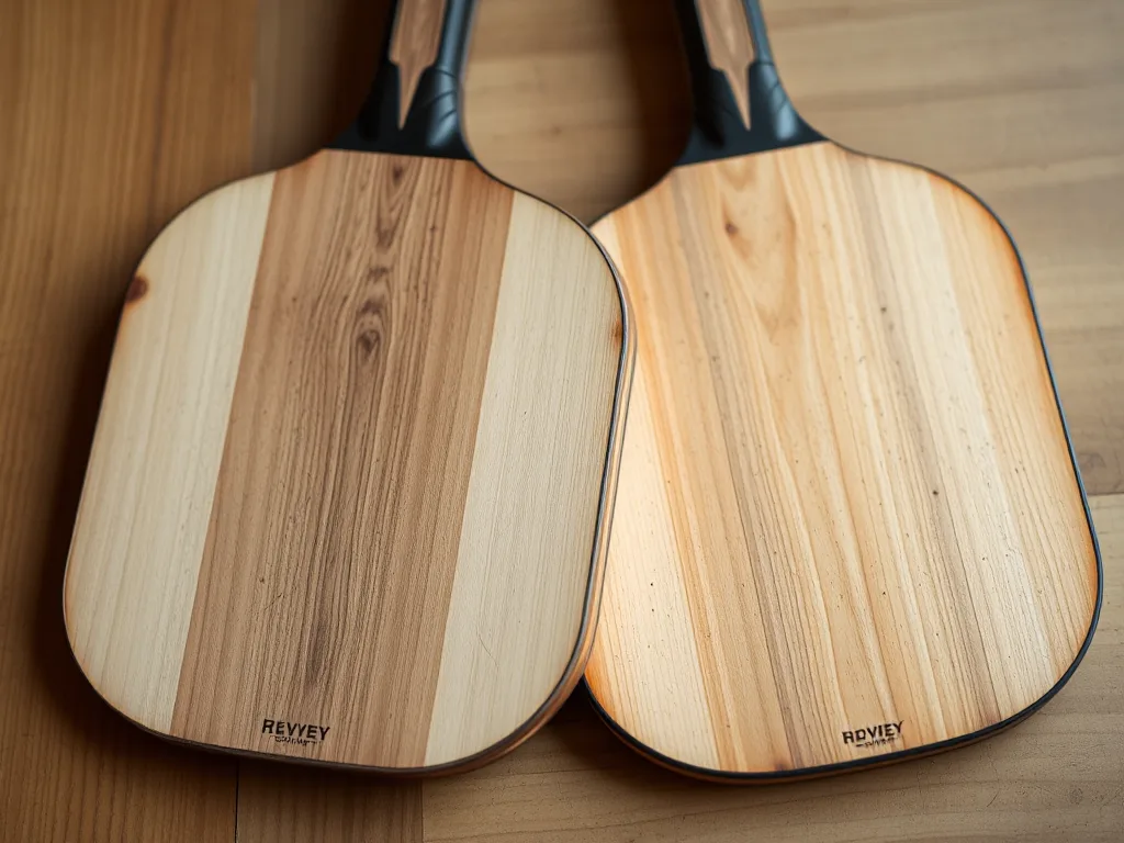 Hai chiếc vợt Pickleball giá rẻ dưới 1 triệu được đặt cạnh nhau trên bàn gỗ, có vết trầy xước nhẹ sau khi chơi. Hai chiếc vợt Pickleball giá rẻ dưới 1 triệu được đặt cạnh nhau trên bàn gỗ, có vết trầy xước nhẹ sau khi chơi.