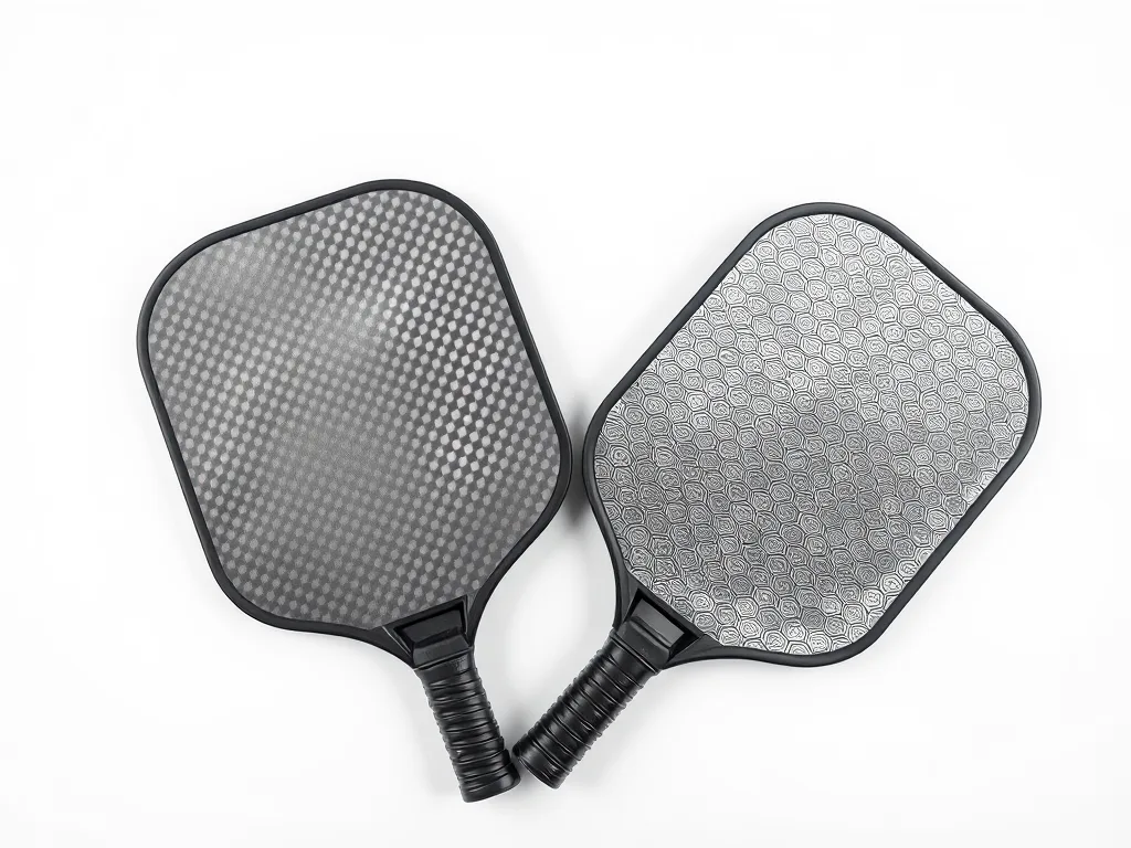 Hai vợt pickleball Joola và Selkirk được đặt cạnh nhau, thể hiện vật liệu carbon fiber và nhôm, nền studio sáng, chụp sản phẩm chuyên nghiệp.