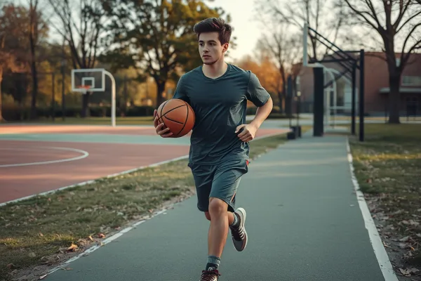 Hình ảnh minh họa lộ trình từ người chơi phong trào trở thành vận động viên bán chuyên chuyên nghiệp qua gương mặt quyết tâm và sự thay đổi không gian tập luyện.