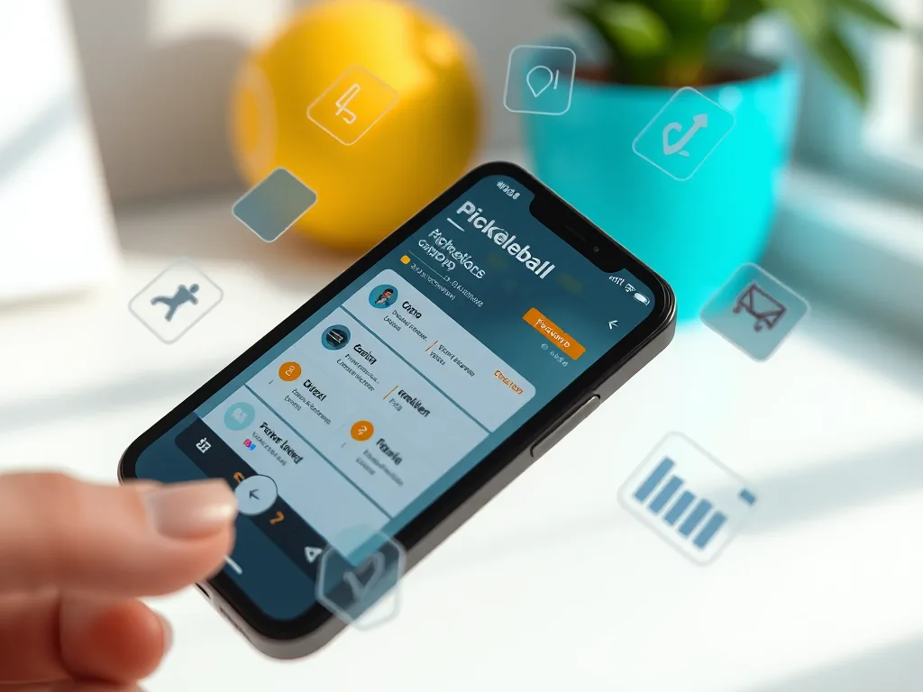 Minh họa việc so sánh các ứng dụng đặt sân và tìm đối chơi Pickleball phổ biến nhất trên điện thoại, với biểu đồ và icon phân tích. Minh họa việc so sánh các ứng dụng đặt sân và tìm đối chơi Pickleball phổ biến nhất trên điện thoại, với biểu đồ và icon phân tích.