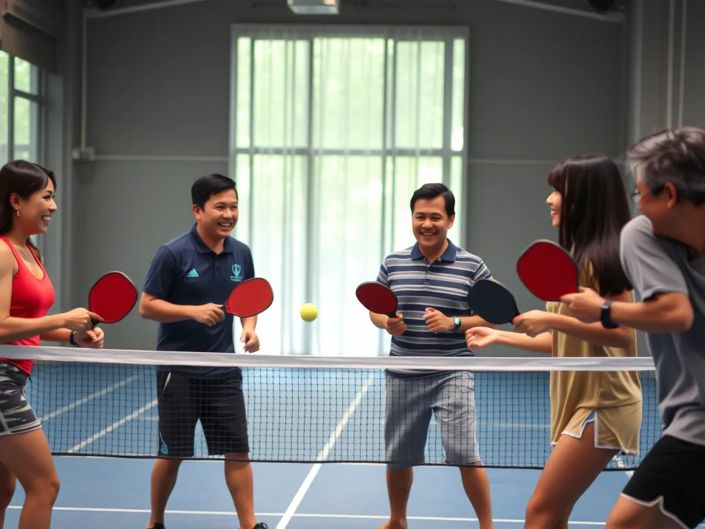 Người chơi pickleball vui vẻ với trang thiết bị đắt tiền trong sân hiện đại, thể hiện nền kinh tế cảm xúc của người Việt
