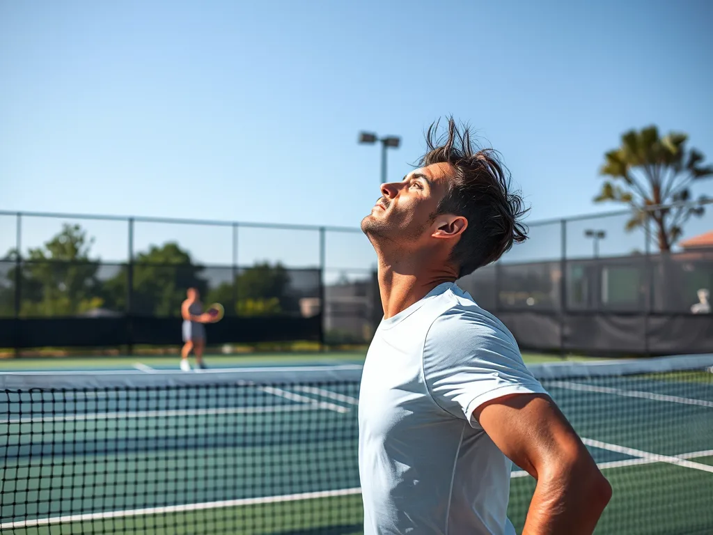 Người chơi tennis đứng ở lưới phòng thủ khi bóng lốp qua đầu, đối thủ ở cuối sân, sân tennis ngoài trời, nghệ thuật lốp bóng Người chơi tennis đứng ở lưới phòng thủ khi bóng lốp qua đầu, đối thủ ở cuối sân, sân tennis ngoài trời, nghệ thuật lốp bóng