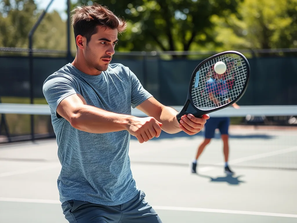Vận động viên pickleball thực hiện cú dink phòng thủ, biểu cảm bình tĩnh trên sân ngoài trời, thể hiện tinh thần thắng không kiêu bại không nản. Vận động viên pickleball thực hiện cú dink phòng thủ, biểu cảm bình tĩnh trên sân ngoài trời, thể hiện tinh thần thắng không kiêu bại không nản.