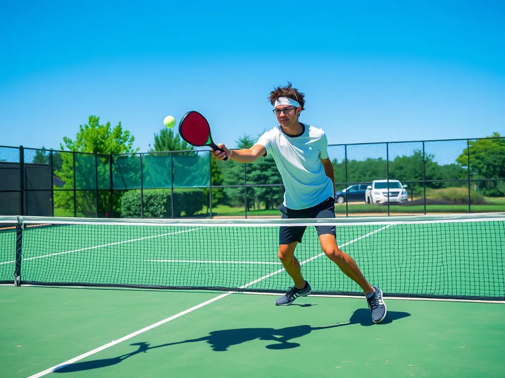 Vận động viên pickleball thực hiện kỹ thuật 3rd shot drop và dink trên sân, thể hiện sự thành thạo cần thiết trong lộ trình từ người chơi phong trào đến vận động viên bán chuyên.