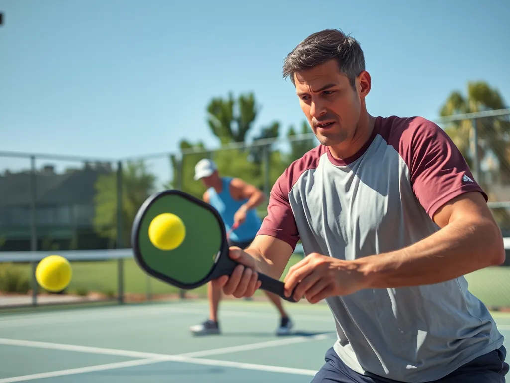 Vận động viên thực hiện cú dink nhẹ nhàng qua vùng kitchen, đối thủ phong cách "Bangers" đứng bất lực phía sau, sân chơi sáng rõ. Cách khắc chế lối chơi Bangers.