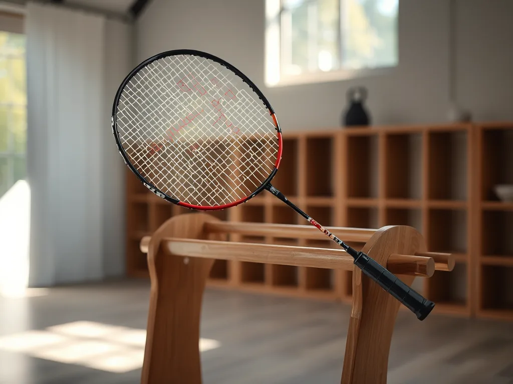 Vợt carbon được bảo quản trên giá gỗ trong nơi khô ráo, tránh nhiệt độ cao và ánh nắng trực tiếp để giữ được độ nhám.