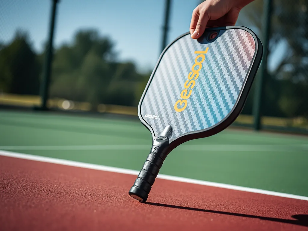Vợt pickleball Beesoul được sử dụng trong trận đấu, thiết kế màu sắc trẻ trung, chất liệu carbon bền bỉ, thể hiện hiệu suất cao.